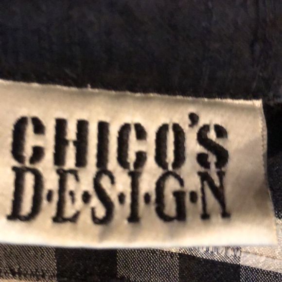 Chico's Design button down shirt abstract black&white check/plaid/100%silk/8or10 - Picture 12 of 14